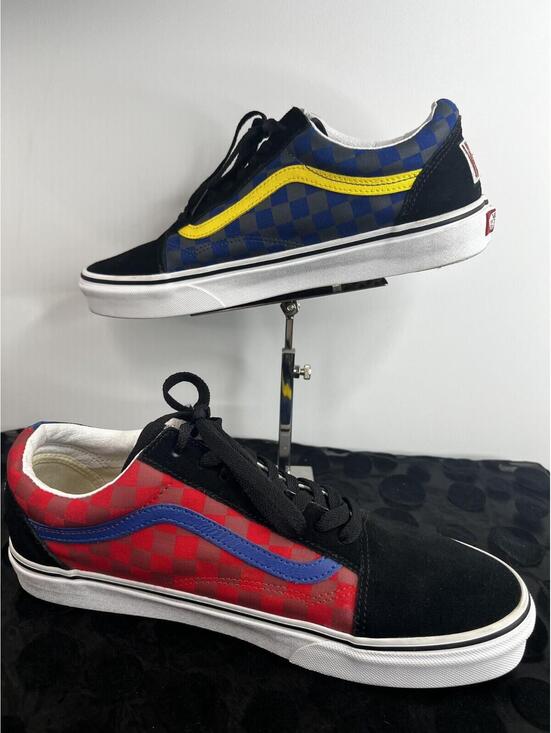 Vans Other - Vans Old Skool Checkerboard Sneakers Mens 11 Blue Red Yellow Black Suede Skate S